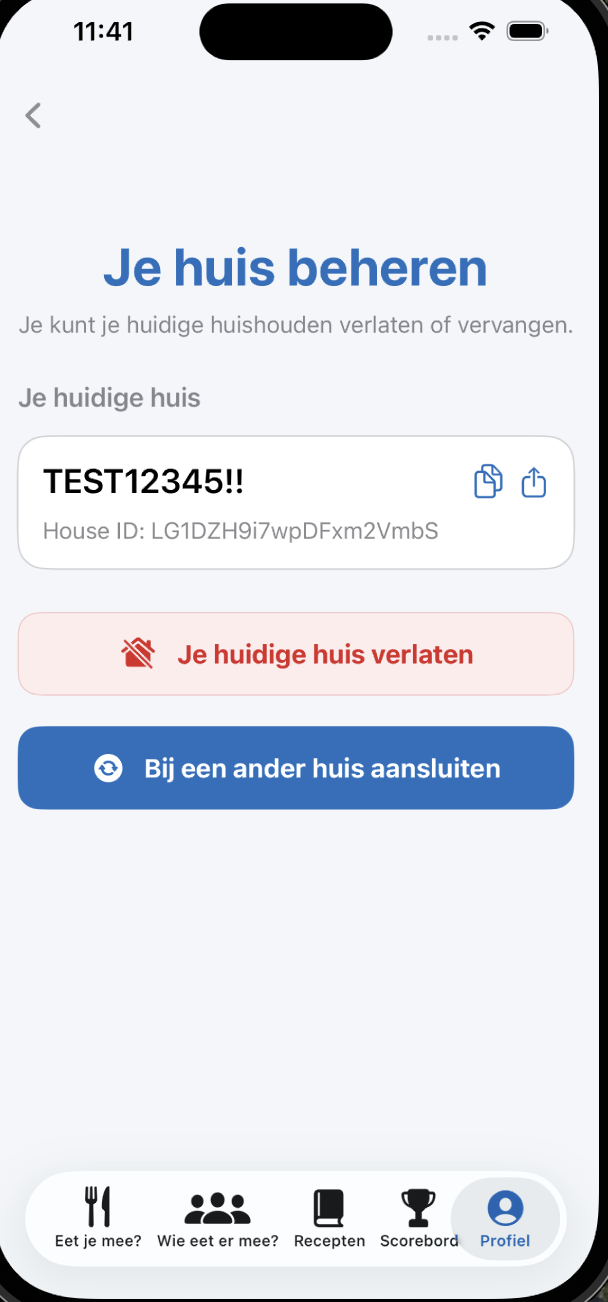 Huis beheren scherm